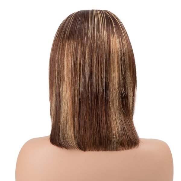 Gazam 13X4 Bobo Wig Straight 12inches Highlight Color (100% Human Hair)