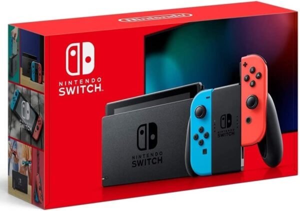 Nintendo Switch with Neon Blue and Neon Red Joy, Model HAC-001(-01