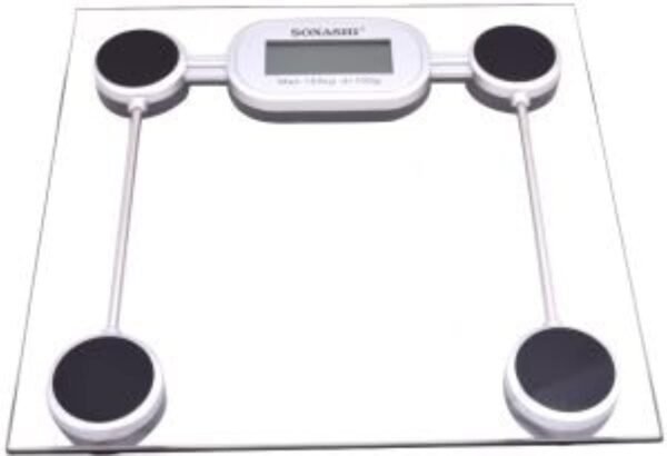 Sonashi Digital Bathroom Scale - Weighing Machine w/ Tempered Glass, Digital Display, 4 Precision Strain Gauge Sensor | Personal Care, Model SSC-2208