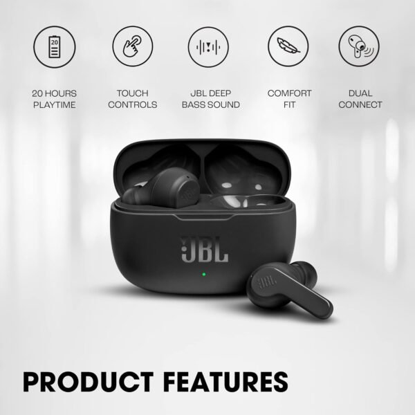 JBL Wave 200 in Ear TWS Earbuds with Mic, 20 Hours Playtime, Deep Bass Sound, Dual Connect Technology, Quick Charge,Comfort Fit Ergonomic Design, Voice Assistant Support for Mobiles (Black) - Image 7