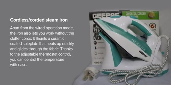 Geepas Cordless/Corded Steam Iron- Model GSI24015 - Image 3