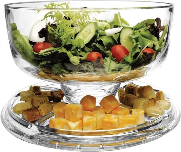 Royalford Tebery 3-in-1 Acrylic Cake Stand Cake Plate with 12”Dome Multi-Function Serving Platter, Salad & Punch Bowl - Image 5