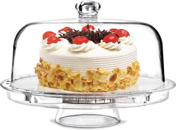 Royalford Tebery 3-in-1 Acrylic Cake Stand Cake Plate with 12”Dome Multi-Function Serving Platter, Salad & Punch Bowl - Image 2