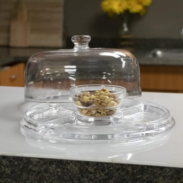 Royalford Tebery 3-in-1 Acrylic Cake Stand Cake Plate with 12”Dome Multi-Function Serving Platter, Salad & Punch Bowl - Image 7
