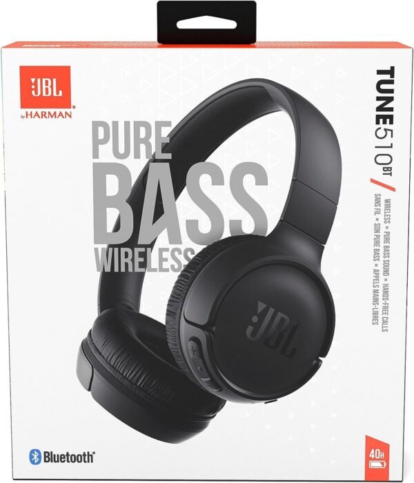 JBL Tune 510BT: Wireless On-Ear Headphones with Pure bass Sound - Black - Image 7