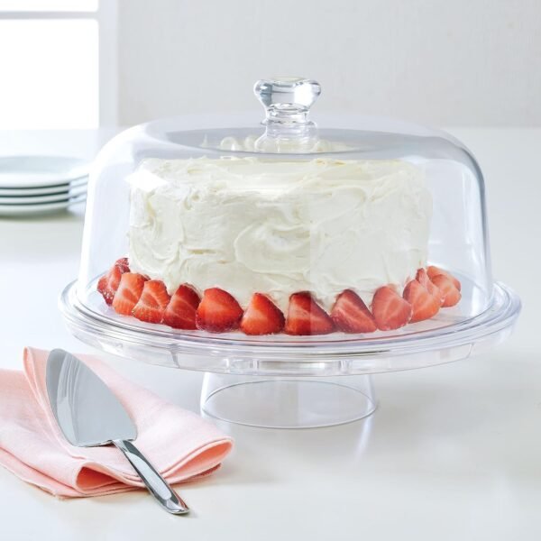 Royalford Tebery 3-in-1 Acrylic Cake Stand Cake Plate with 12”Dome Multi-Function Serving Platter, Salad & Punch Bowl - Image 8