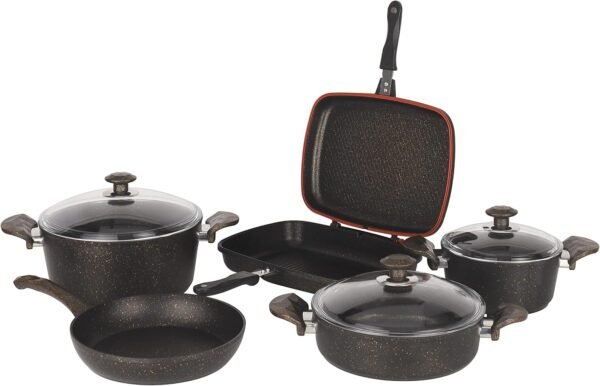 Royalford 9 Pcs Chef Mark Granite Coated Cookware Set, Model RF10268