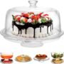 Royalford Tebery 3-in-1 Acrylic Cake Stand Cake Plate with 12”Dome Multi-Function Serving Platter, Salad & Punch Bowl