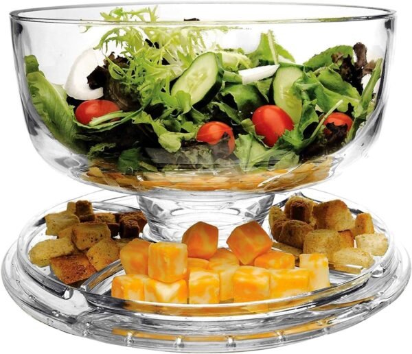 Royalford Tebery 3-in-1 Acrylic Cake Stand Cake Plate with 12”Dome Multi-Function Serving Platter, Salad & Punch Bowl - Image 3