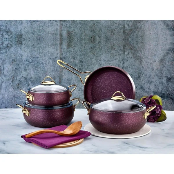 Royalford 7Pcs Golden Belly Granite Coated Cookware Set, Model RF11306 - Image 2