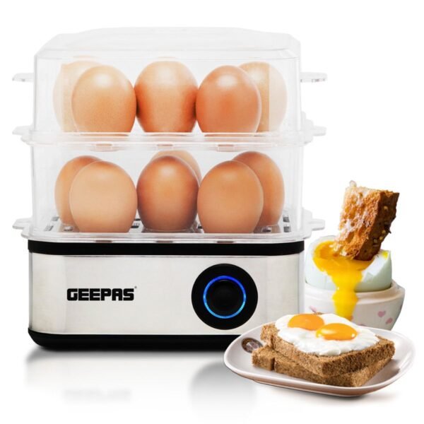 Geepas 500W Premium Electric Egg Boiler For 16 Eggs With Poacher & Omelette Maker Bowl, Can Boil, Poach And Make Omelettes, Model GEB63019UK - Image 4