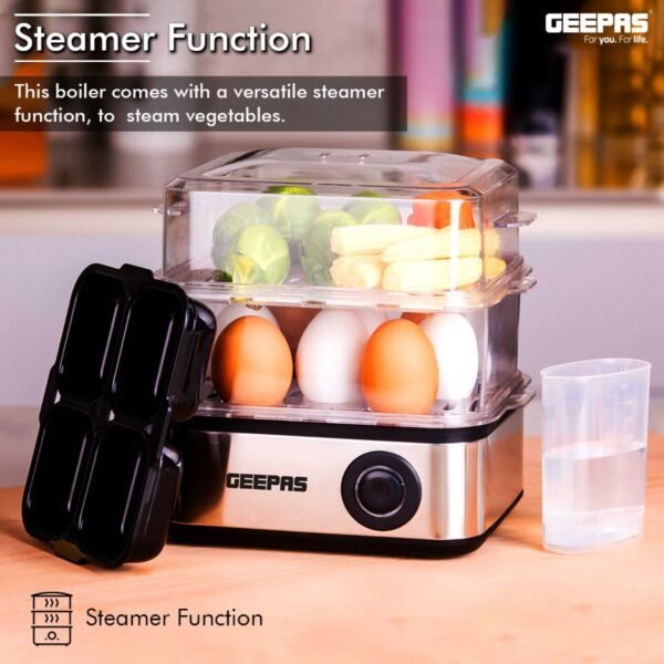 Geepas 500W Premium Electric Egg Boiler For 16 Eggs With Poacher & Omelette Maker Bowl, Can Boil, Poach And Make Omelettes, Model GEB63019UK - Image 7