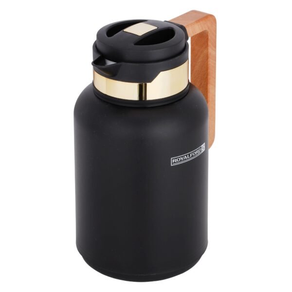 Royalford Double Wall Vacuum Jug With Wooden Handle, 1L| Thermal Insulated Airpot | Keep Drinks Hot/ Cold | Asbestos-Free Pink Glass Inner | Portable & Leak Proof Thermal Flask, Model RF10172 - Image 5