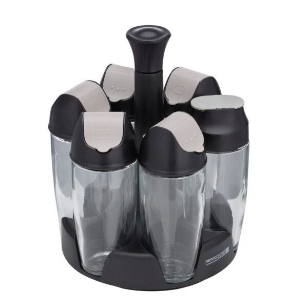 Royalford Spice Rack Set, 6 Jars With Revolving Stand, | 6-In-1 Masala Rack Set, Model RF10523 - Image 3