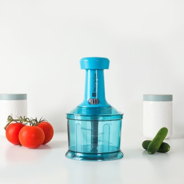 Royalford 900 ML Push Chopper- | Compact Chopper With 4 Blades| Suitable For Chopping Vegetables And Fruits| Quick Manual Chopper| Stainless Steel Blade Set For Fast And Effective Chopping| Detachable Body Parts For Easy Cleaning| Food Grade And BP, Model RF11955