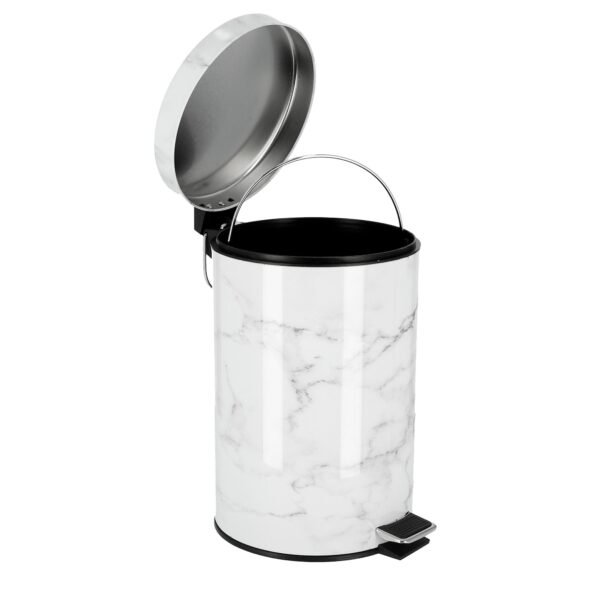 Royalford 20L Marble Design Dust Bin - Portable Light Weight Household Round Rubbish Bin With Ergonomic Design & Compact Lid | Comfortable Handle| Perfect For Bathroom, Kitchen, Office & More, Model RF9584 - Image 4