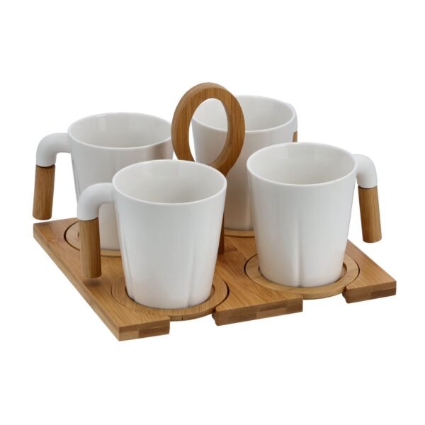 Royalford 6Pcs Tea Set With Bamboo Stand & Coaster - Model RF9636
